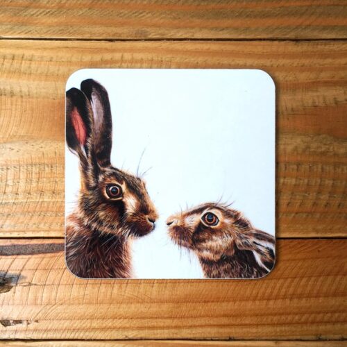 Kissing Hares Coaster
